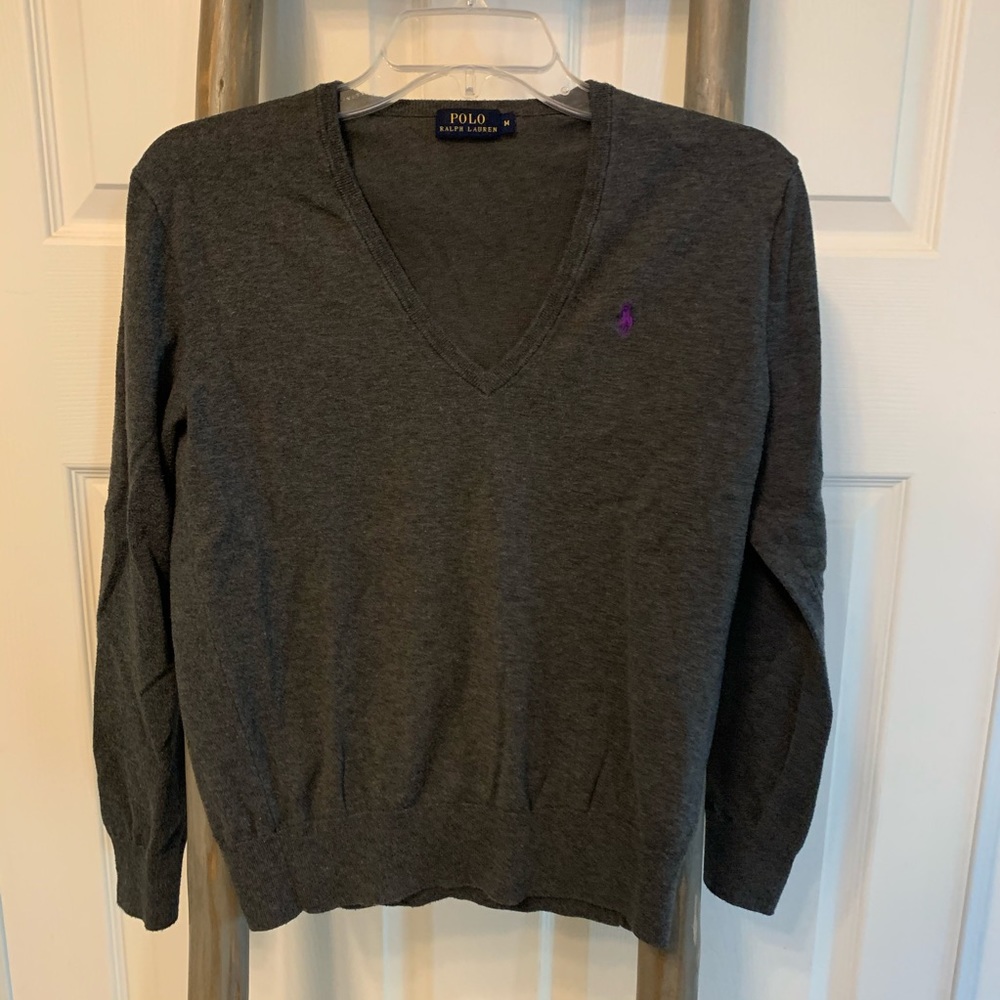 Dark Grey V Neck Sweater